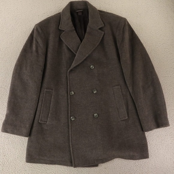 Claiborne Other - Claiborne Pea Coat Mens XL Gray Wool Blend Overcoat Flannel